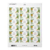 Elegante bloemen & vruchten aquarel zomer bruiloft etiket (Full Sheet)