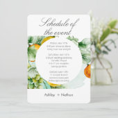 Elegante bloemen & vruchten aquarel zomer bruiloft kaart (Staand voorkant)