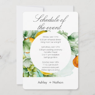 Elegante bloemen & vruchten aquarel zomer bruiloft kaart