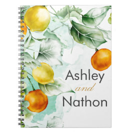 Elegante bloemen & vruchten aquarel zomer bruiloft notitieboek