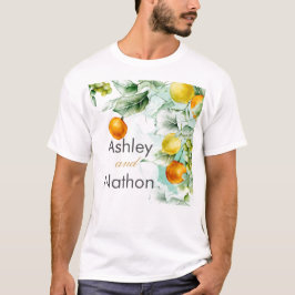 Elegante bloemen & vruchten aquarel zomer bruiloft t-shirt