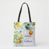 Elegante bloemen & vruchten aquarel zomer bruiloft tote bag (Voorkant)