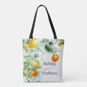 Elegante bloemen & vruchten aquarel zomer bruiloft tote bag (Achterkant)