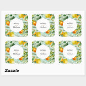 Elegante bloemen & vruchten aquarel zomer bruiloft vierkante sticker (Vel)