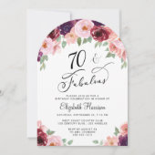 Elegante Bloemen Waterverf 70ste Verjaardag Party  Kaart (Voorkant)