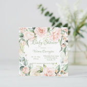 Elegante Bloemen Waterverf Baby shower Uitnodiging (Staand voorkant)