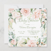 Elegante Bloemen Waterverf Baby shower Uitnodiging (Voorkant)