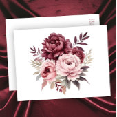 Elegante Bloemen Waterverf Bourgondische pioen bru Briefkaart