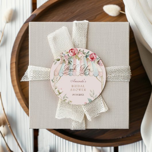 Elegante bloemen waterverf bruidsdouche ronde sticker