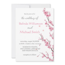 Elegante Bloemen Waterverf Cherry Blossom Bruiloft