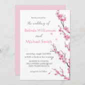 Elegante Bloemen Waterverf Cherry Blossom Bruiloft Kaart (Voorkant / Achterkant)