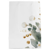 Elegante Bloemen Waterverf Dank u Bruiloft Medium Cadeauzakje (Achterkant)