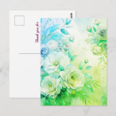 Elegante Bloemen Waterverf Dank u Kaart Custom (Voorkant / Achterkant)