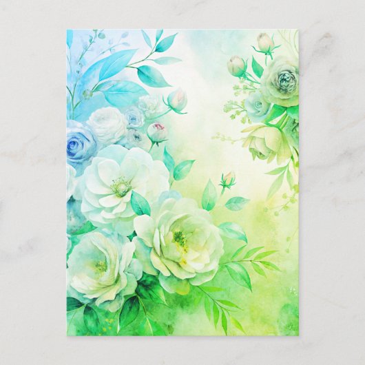 Elegante Bloemen Waterverf Dank u Kaart Custom (Voorkant)