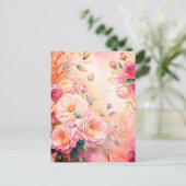 Elegante Bloemen Waterverf Dank u Kaart Custom (Staand voorkant)