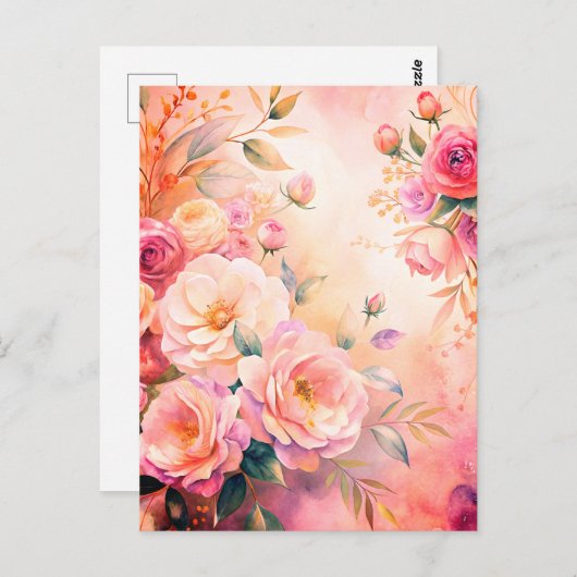 Elegante Bloemen Waterverf Dank u Kaart Custom (Voorkant / Achterkant)