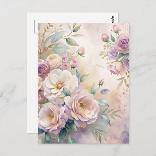 Elegante Bloemen Waterverf Dank u Kaart Custom (Voorkant / Achterkant)