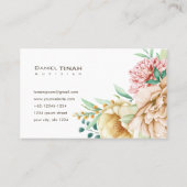 Elegante Bloemen Waterverf Eenvoudig Monogram Visitekaartje (Achterkant)