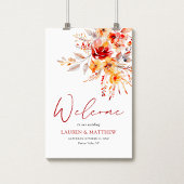 Elegante Bloemen Waterverf Fall Wedding Welkom Poster