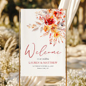Elegante Bloemen Waterverf Fall Wedding Welkom Poster