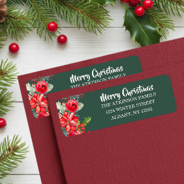 Elegante Bloemen Waterverf Familie Kerst Etiket