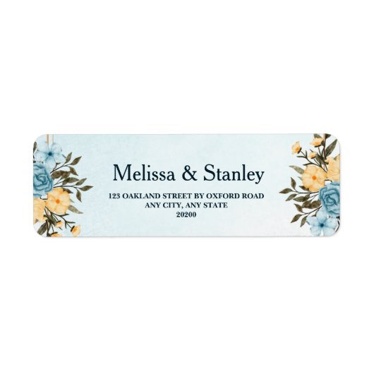 Elegante Bloemen Waterverf Groen Bruiloft Retour Etiket (Voorkant)