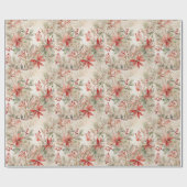 Elegante Bloemen Waterverf Kerst Cadeaupapier (Vlak)