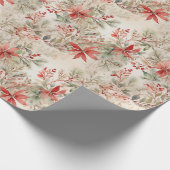 Elegante Bloemen Waterverf Kerst Cadeaupapier (Hoek)