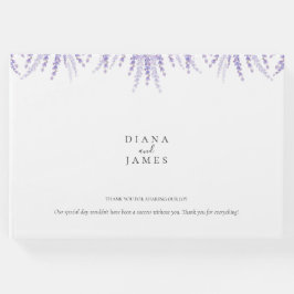 Elegante Bloemen Waterverf Lavendel Wedding Gastenboek