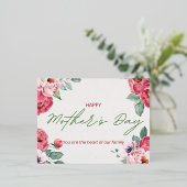 Elegante Bloemen Waterverf Moederdag Kaart – Roze (Staand Voorkant)