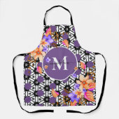 Elegante Bloemen Waterverf Monogram Custom Schort (Voorkant)