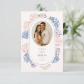 Elegante Bloemen  Waterverf pioenrozen bruiloft RSVP Kaartje (Staand voorkant)