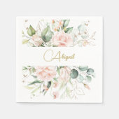 Elegante Bloemen Waterverf Roze Rozen Baby Naming Servet (Voorkant)