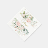 Elegante Bloemen Waterverf Roze Rozen Baby Naming Servet (Hoek)