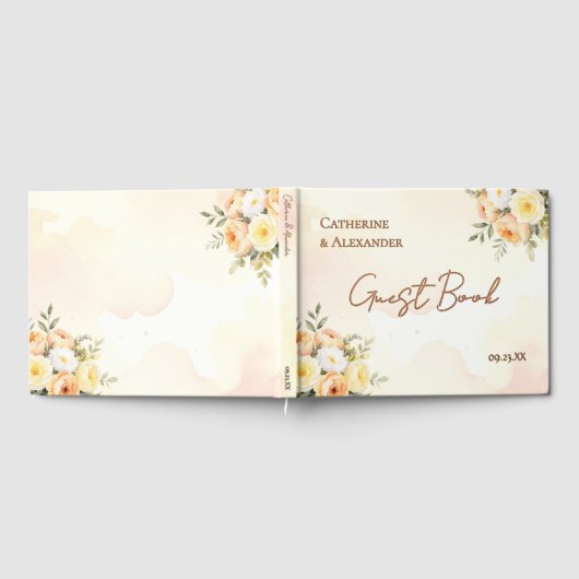 Elegante Bloemen Waterverf Rozen bruiloft Gastenboek (Volledig)