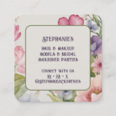 Elegante Bloemen Waterverf Trendy Vrouwelijk Roze Vierkante Visitekaartje (Voorkant)