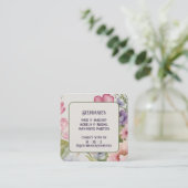 Elegante Bloemen Waterverf Trendy Vrouwelijk Roze Vierkante Visitekaartje (Staand voorkant)