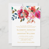 Elegante Bloemen Waterverf Tuin Formele Bruiloft Kaart (Voorkant)