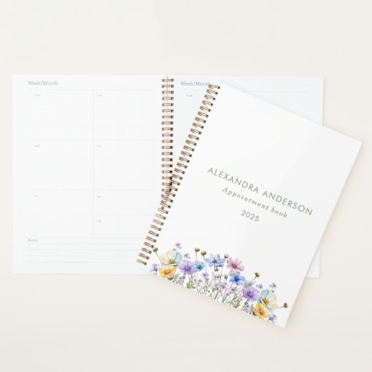 Elegante Bloemen Waterverf Wildflowers Minimal Planner (Display)