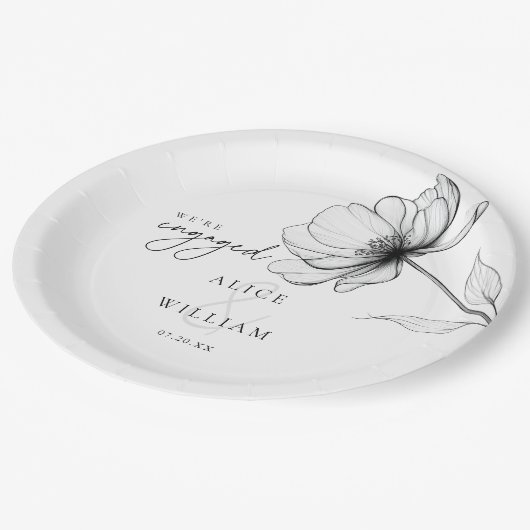 Elegante Bloemen We zijn verlovingsfeest Papieren Bordje (Gekanteld)