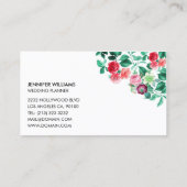 Elegante Bloemen Wedding Event Planner Visitekaartje (Achterkant)