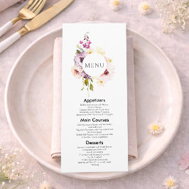 Elegante Bloemen Wedding Menu Uitnodiging