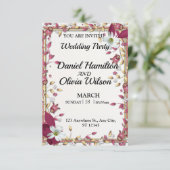 Elegante Bloemen Wedding Party Uitnodiging (Staand voorkant)