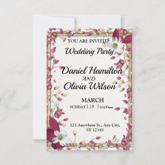 Elegante Bloemen Wedding Party Uitnodiging