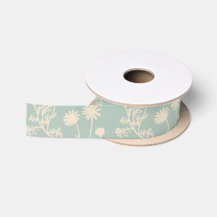 Elegante  Bloemen Wild Daisy Pattern Celadon Satijnen Lint