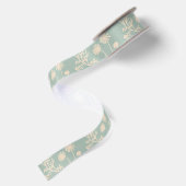 Elegante Bloemen Wild Daisy Pattern Celadon Satijnen Lint (Achterkant)