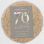 Elegante Bloemen Wildbloemen 70e Verjaardagsfeestj Kaart