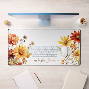 Elegante Bloemen Wildflower Aangepaste Naam Bureaumat
