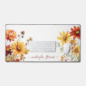Elegante Bloemen Wildflower Aangepaste Naam Bureaumat (Keyboard & Muis)