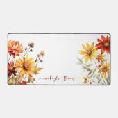 Elegante Bloemen Wildflower Aangepaste Naam Bureaumat (Voorkant)